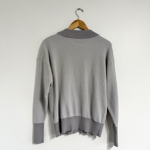 Varley Gower Sweater oversized v-neck light grey knit long sleeve cotton - Picture 3 of 11